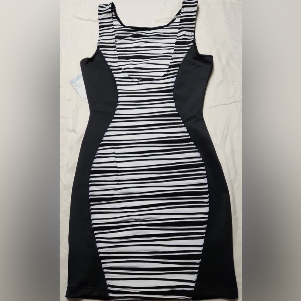Brat Star Black and White Striped Mini Dress